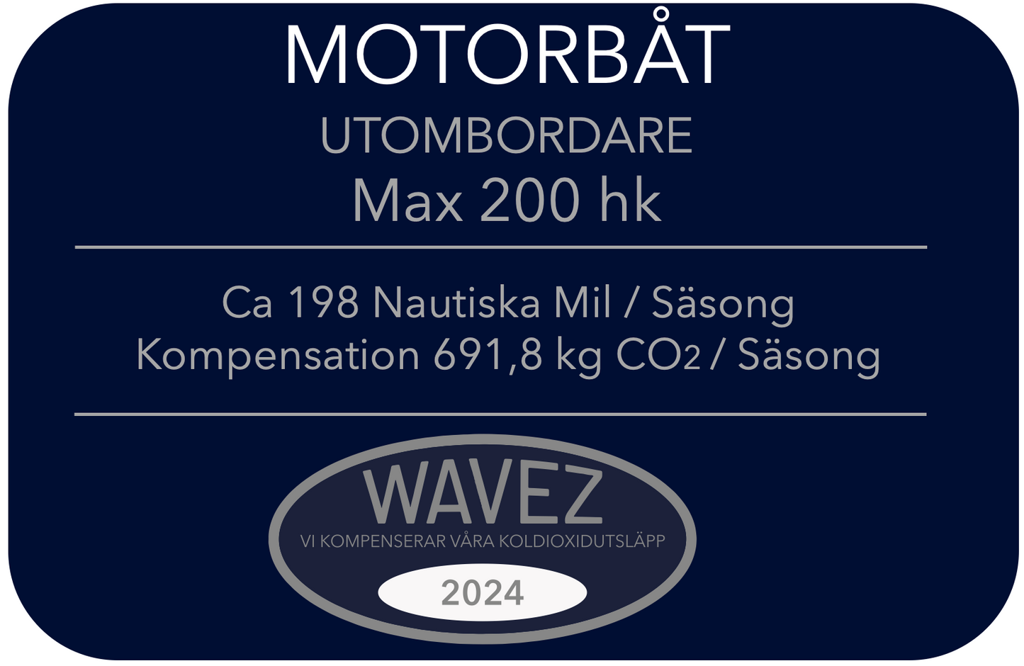 Koldioxidkompensation Motorbåt Utombordare Max 200 hk