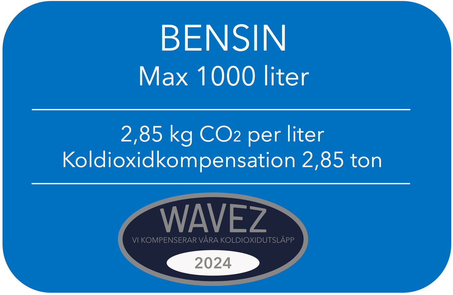 Koldioxidkompensation Bensin 1000 Liter