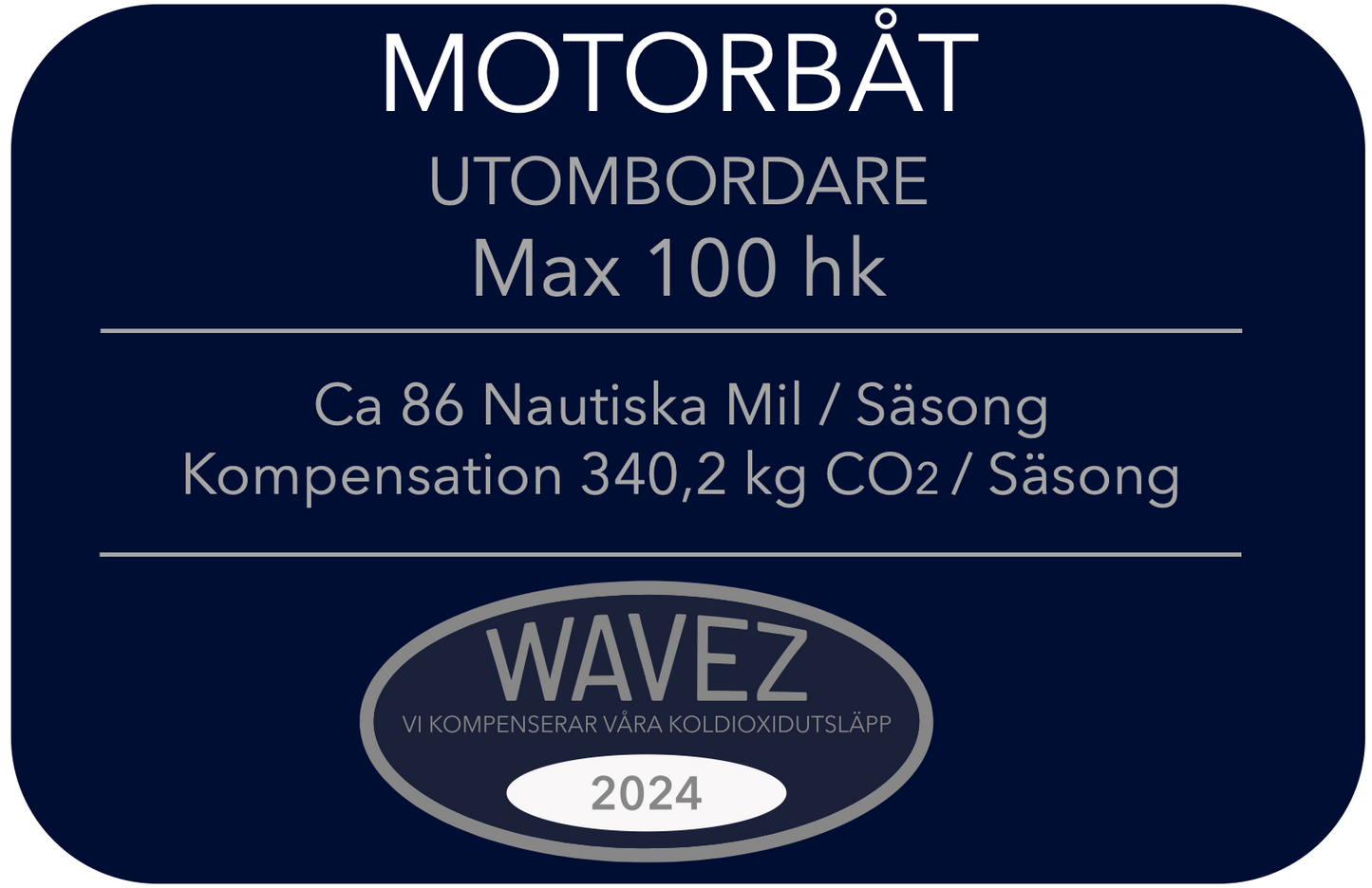 Koldioxidkompensation Motorbåt Utombordare Max 100 hk