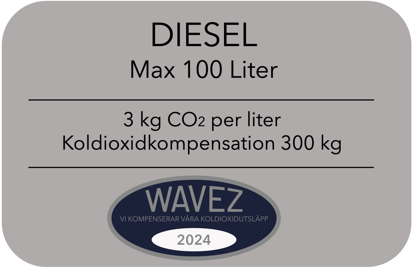 Koldioxidkompensation 100 Liter Diesel