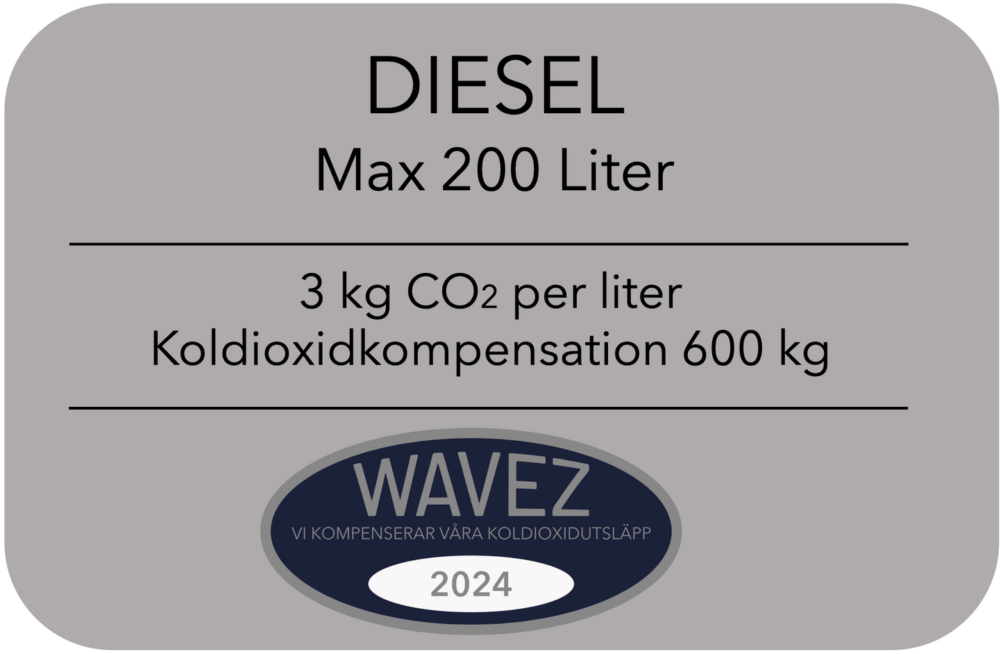 Koldioxidkompensation 200 Liter Diesel